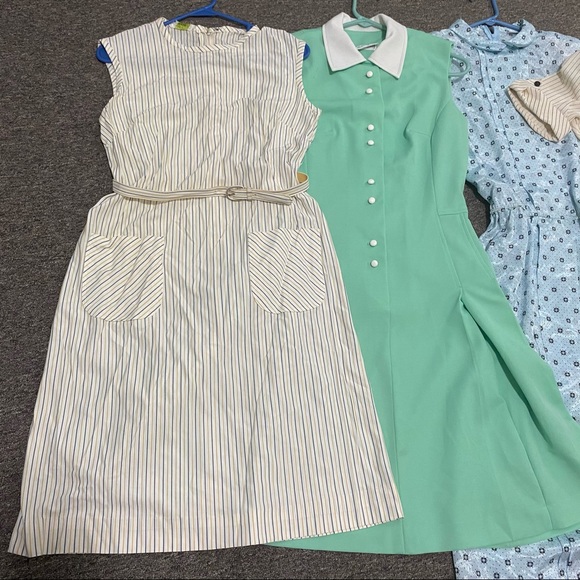 SOLD! 5❤️TRUE Vintage dress.small.medium.large orange white blue short - Picture 6 of 12